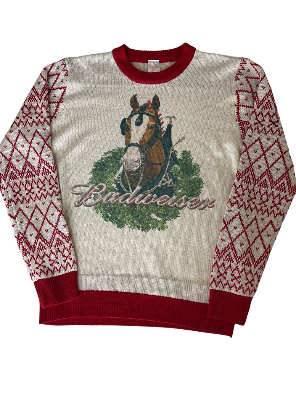 Vintage Budweiser Clydesdale Christmas Holiday Sweater XL